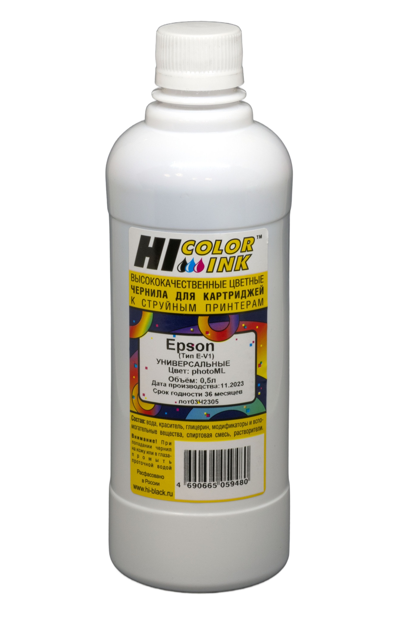 Чернила универсальные Hi-Black для Epson, Тип E-V1, водные, светло-пурпурные (500 мл.)