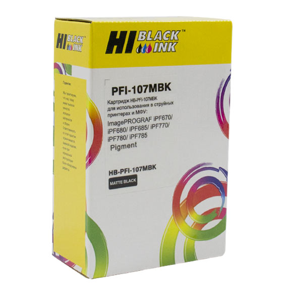 Картридж Hi-Black (HB-PFI-107MBK) для Canon imagePROGRAF iPF670/ iPF680/ iPF685/ iPF780/ iPF785, чёрный матовый