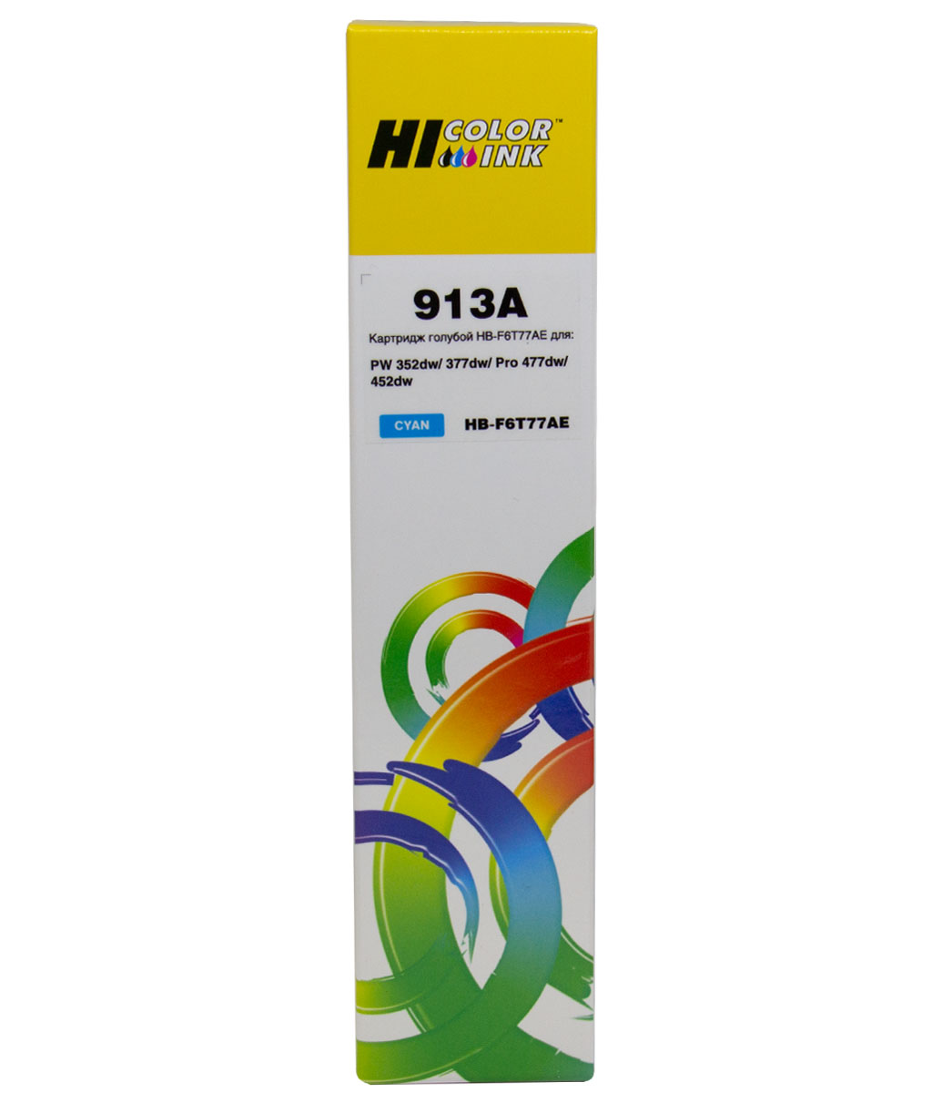 Картридж Hi-Black (HB-F6T77AE) для HP PageWide 352dw/ 377dw/ Pro 477dw/ 452dw, №913A, голубой