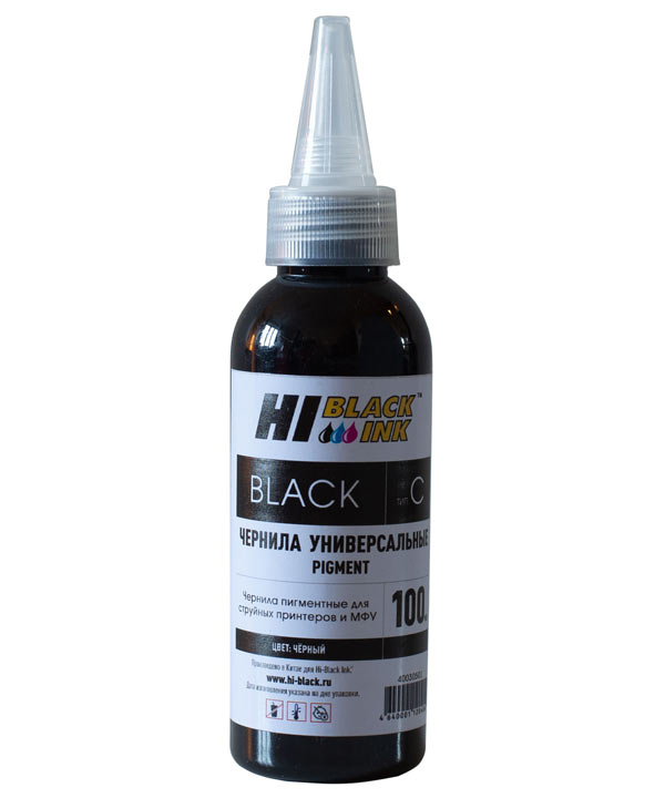 Чернила Hi-Black Универсальные HB-Ink-C-100-pBk для Canon, пигментные, черные, 100 мл.