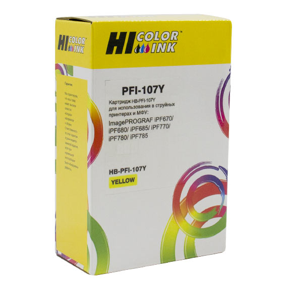 Картридж Hi-Black (HB-PFI-107Y) для Canon imagePROGRAF iPF670/ iPF680/ iPF685/ iPF780/ iPF785, жёлтый