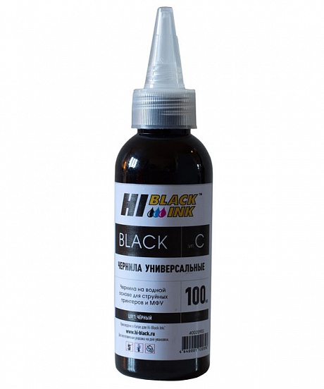 Чернила Hi-Black Универсальные HB-Ink-C-100-Bk для Canon, на водной основе, черные, 100 мл.