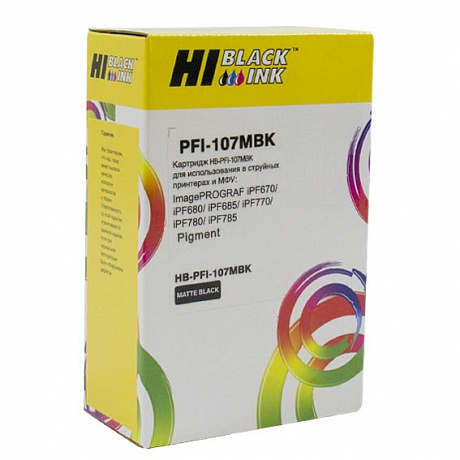 Картридж Hi-Black (PFI-107MBK) для Canon imagePROGRAF iPF680/ 685/ 780/ 785, 130 мл., матовый черный